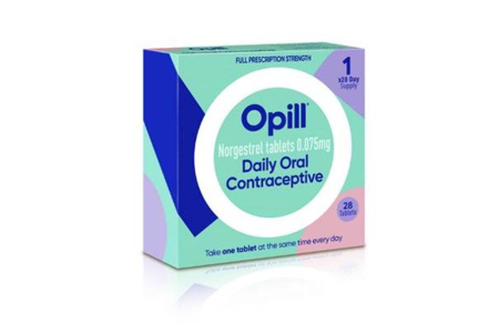 box of "opill" over the counter birth control pills