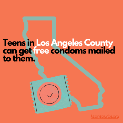 Icon of California, with a text message about condom access for teens in Los Angeles County